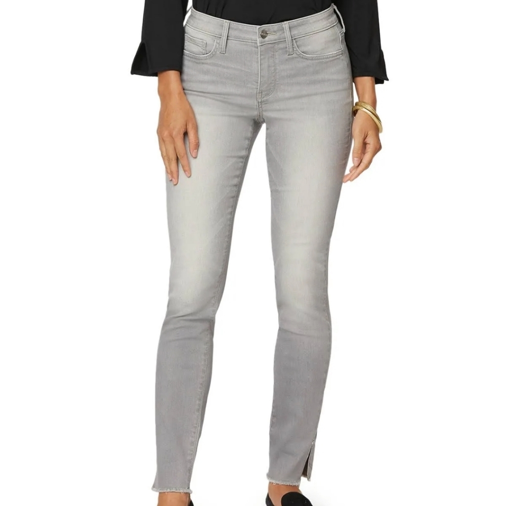 NYDJ Women's Gray Ami High Waist Rivet Side Slit Fray Hem Jeans/ 2.